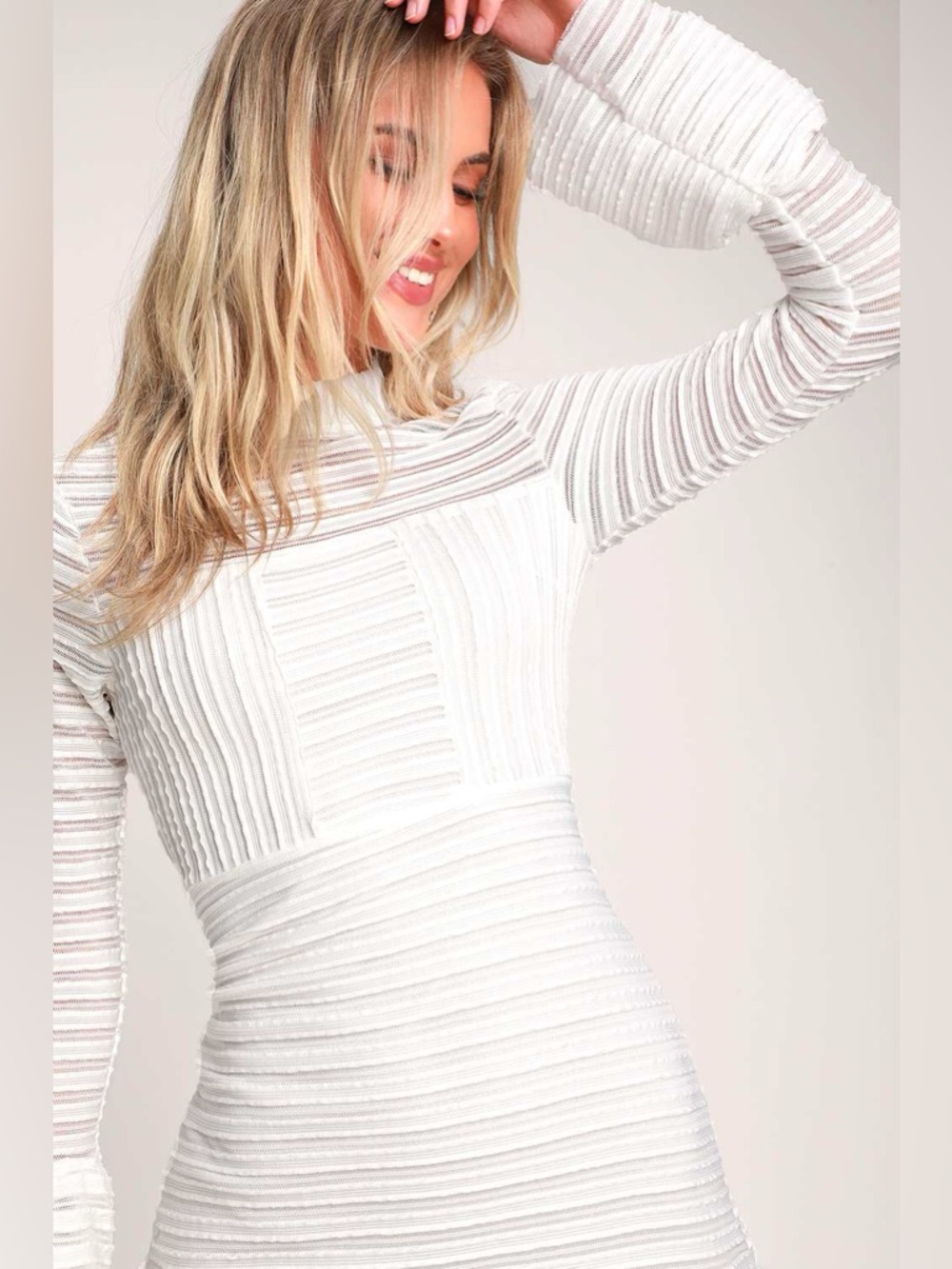 Lulus For Always White Ruffled Long Sleeve Dress L - Picture 4 of 12